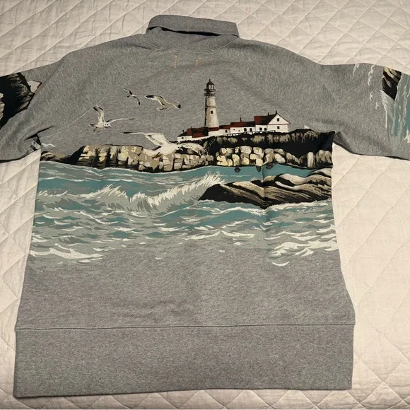 L.L. Bean X Todd Snyder Gray Turtleneck Sweater with Lighthouse Design - Picture 4 of 4